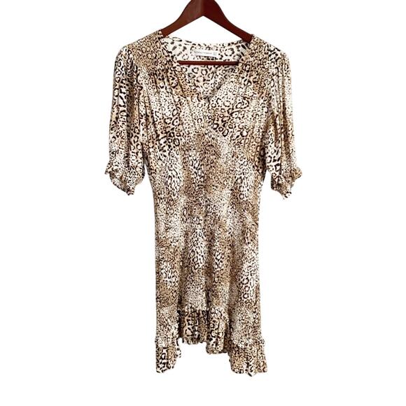 Faithfull the Brand Margherita Mini Dress 6 Leopard NEW - Picture 2 of 9